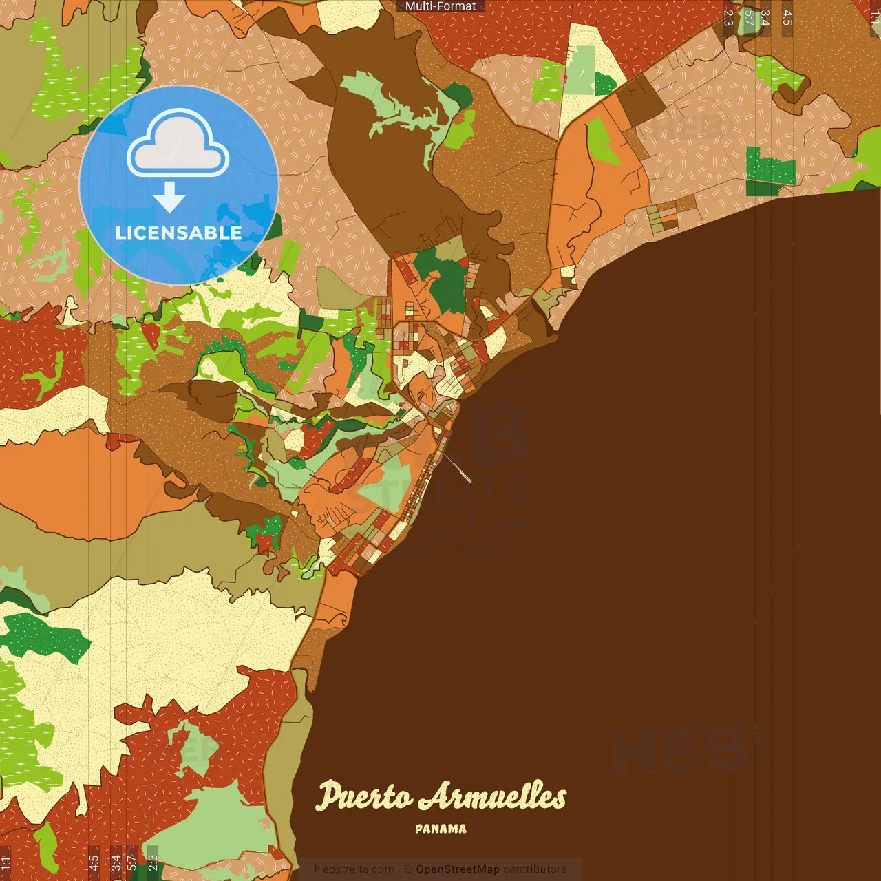 Puerto Armuelles Panama Farmhouse Poster Art Map Template