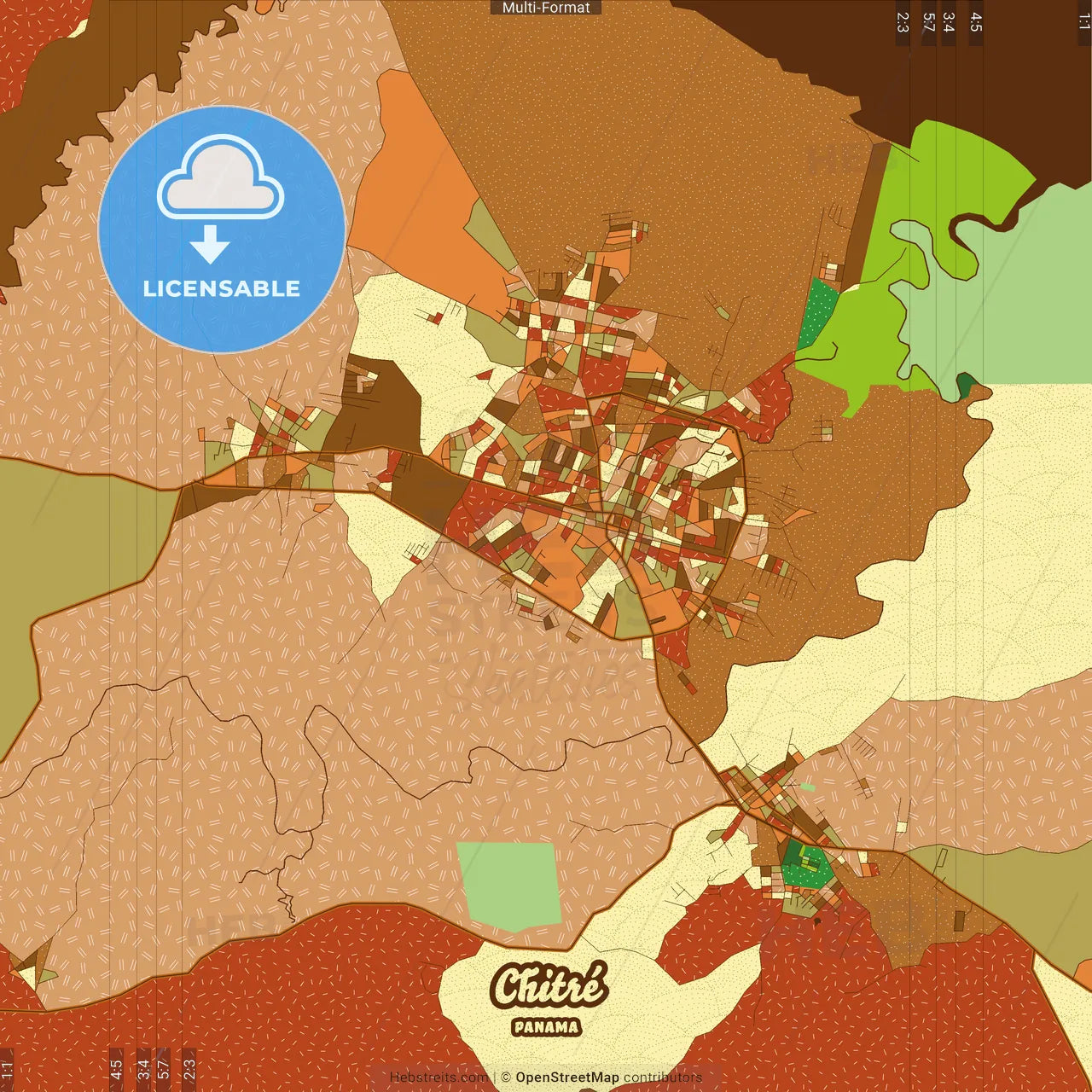Chitré Panama Farmhouse Poster Art Map Template