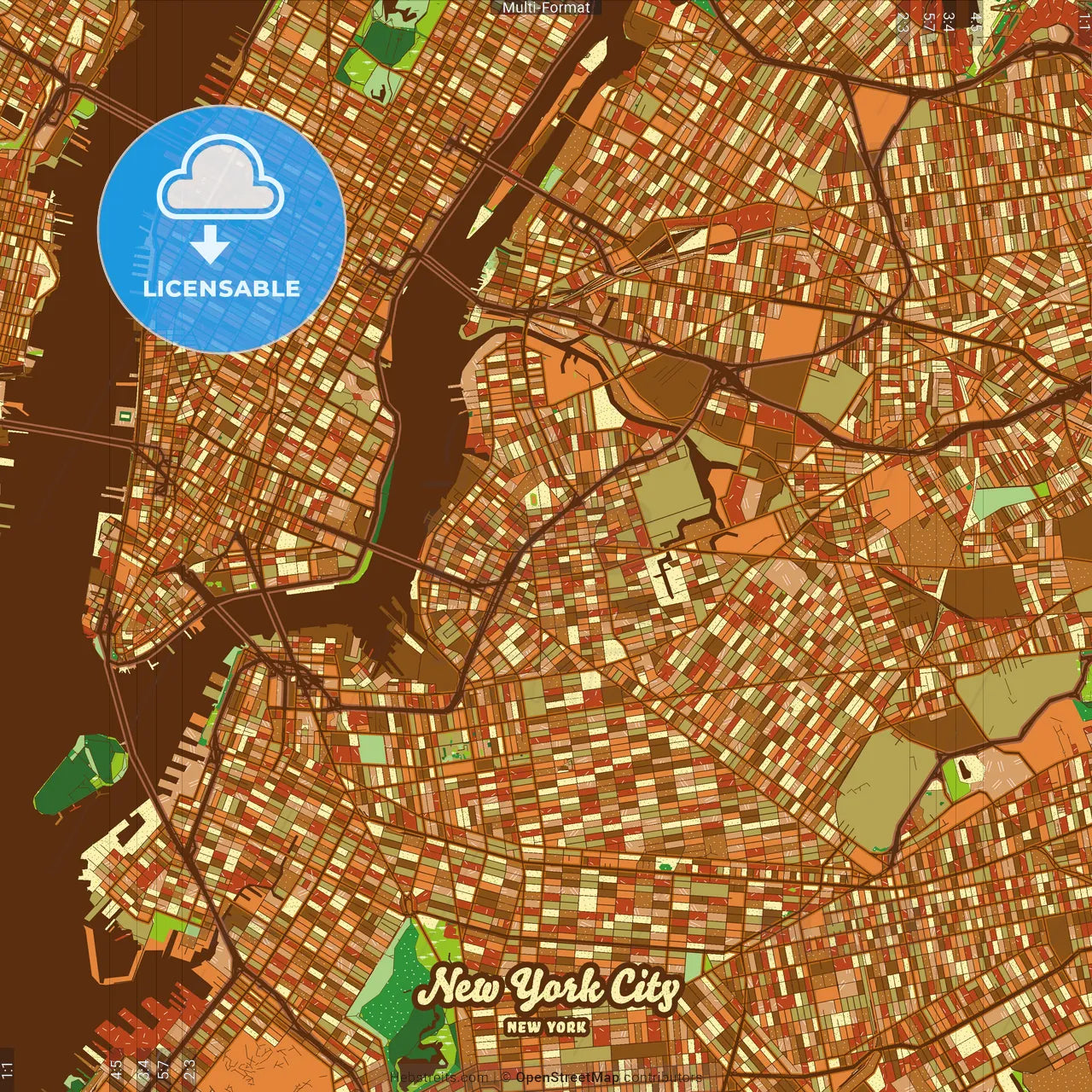 New York City New York Farmhouse Poster Art Map Template