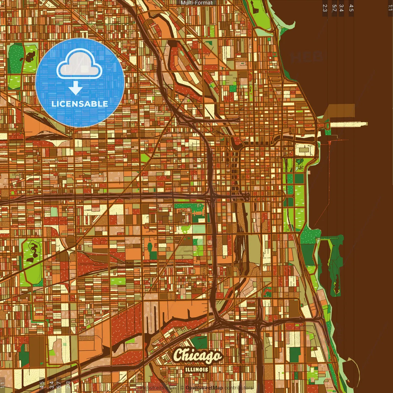 Chicago Illinois Farmhouse Poster Art Map Template