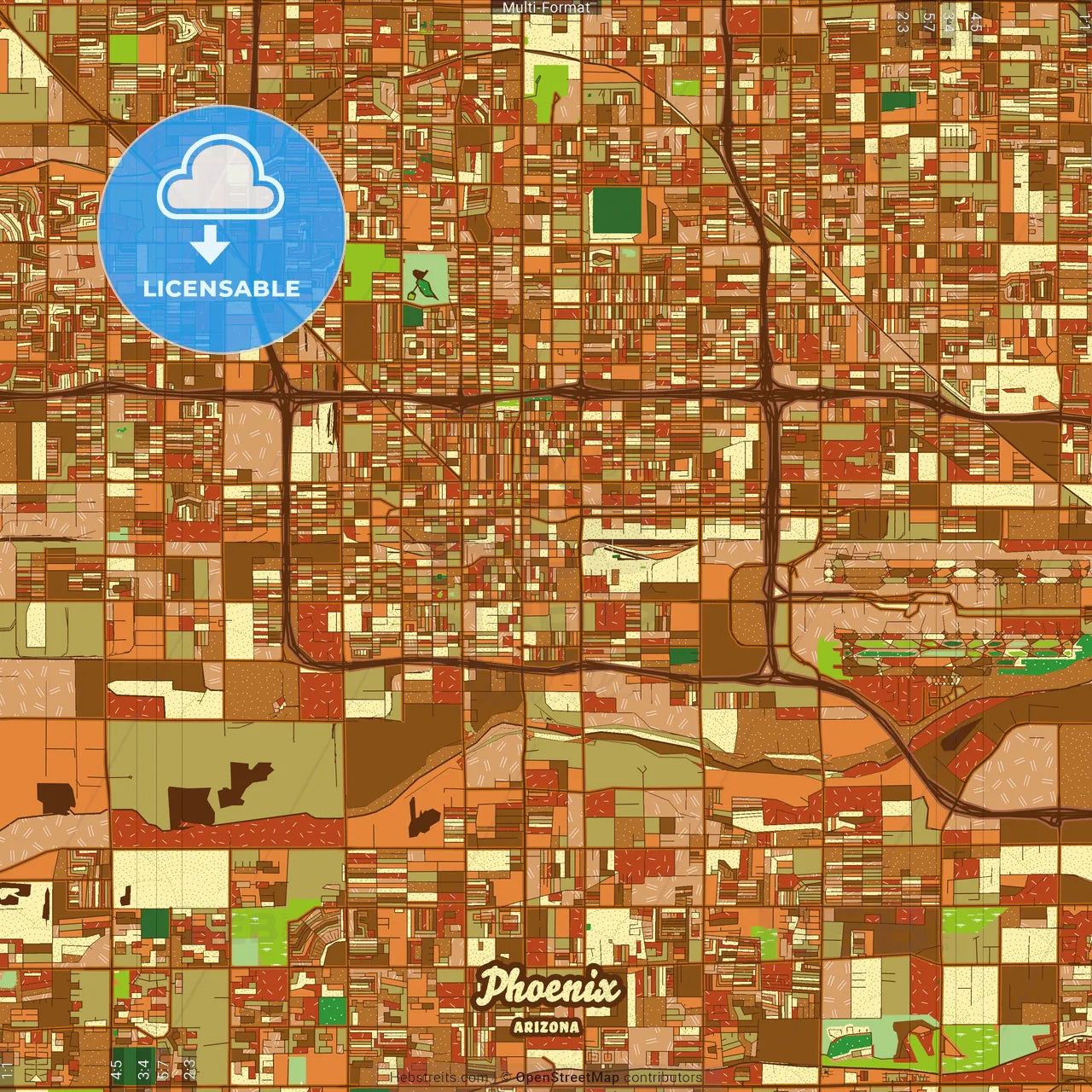 Phoenix Arizona Farmhouse Poster Art Map Template