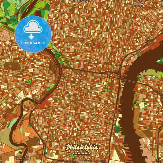 Philadelphia Pennsylvania Farmhouse Poster Art Map Template