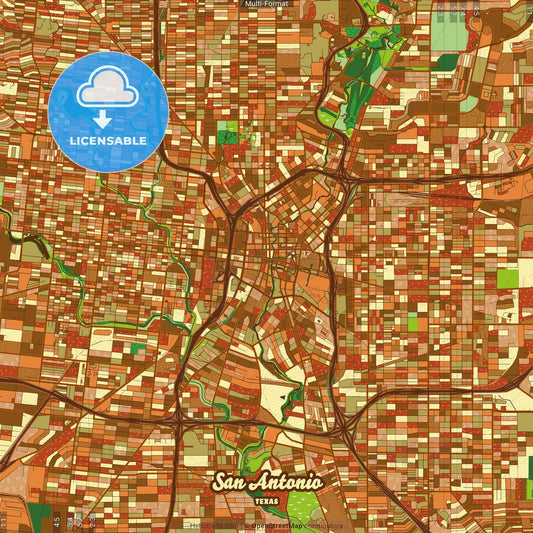 San Antonio Texas Farmhouse Poster Art Map Template