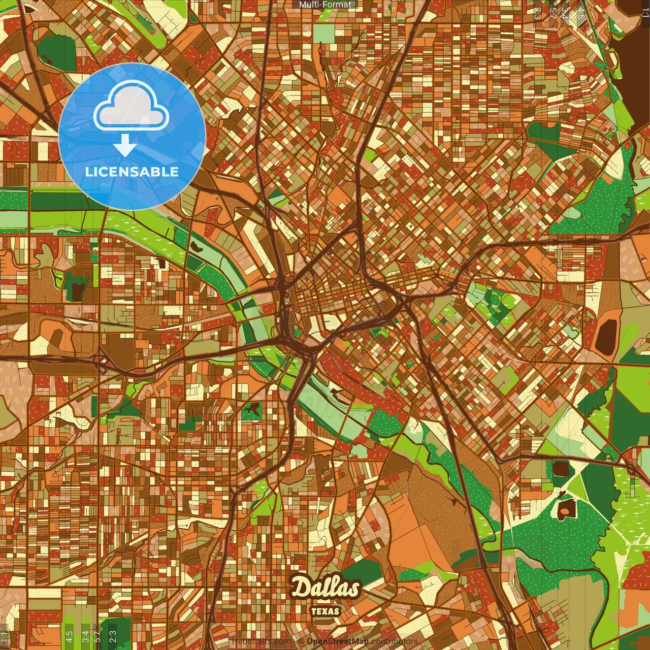 Dallas Texas Farmhouse Poster Art Map Template