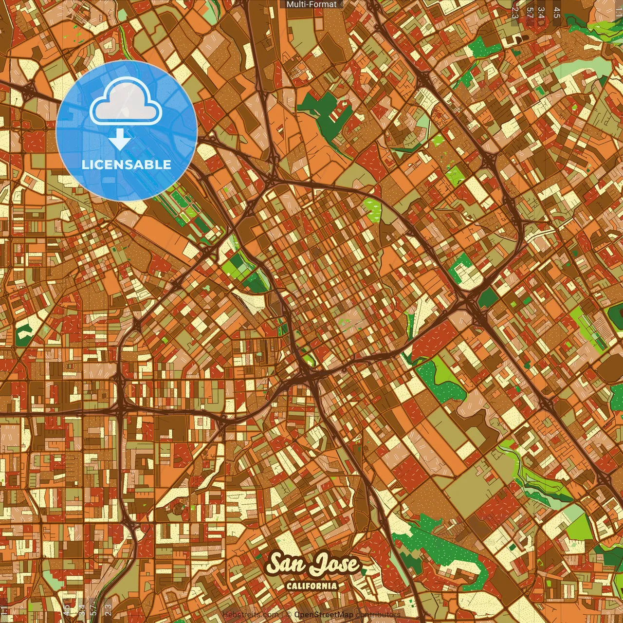 San Jose California Farmhouse Poster Art Map Template