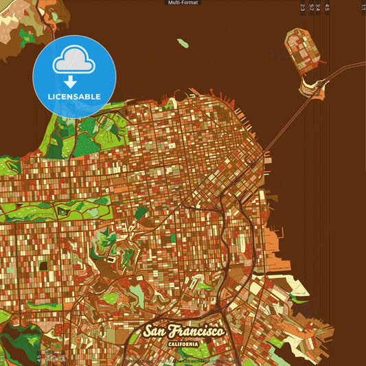 San Francisco California Farmhouse Poster Art Map Template