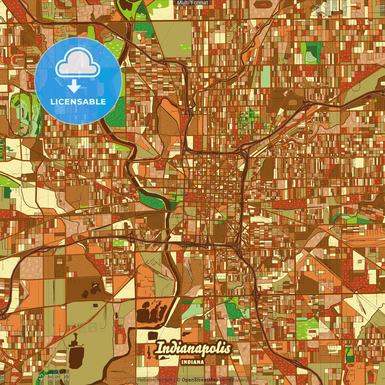 Indianapolis Indiana Farmhouse Poster Art Map Template