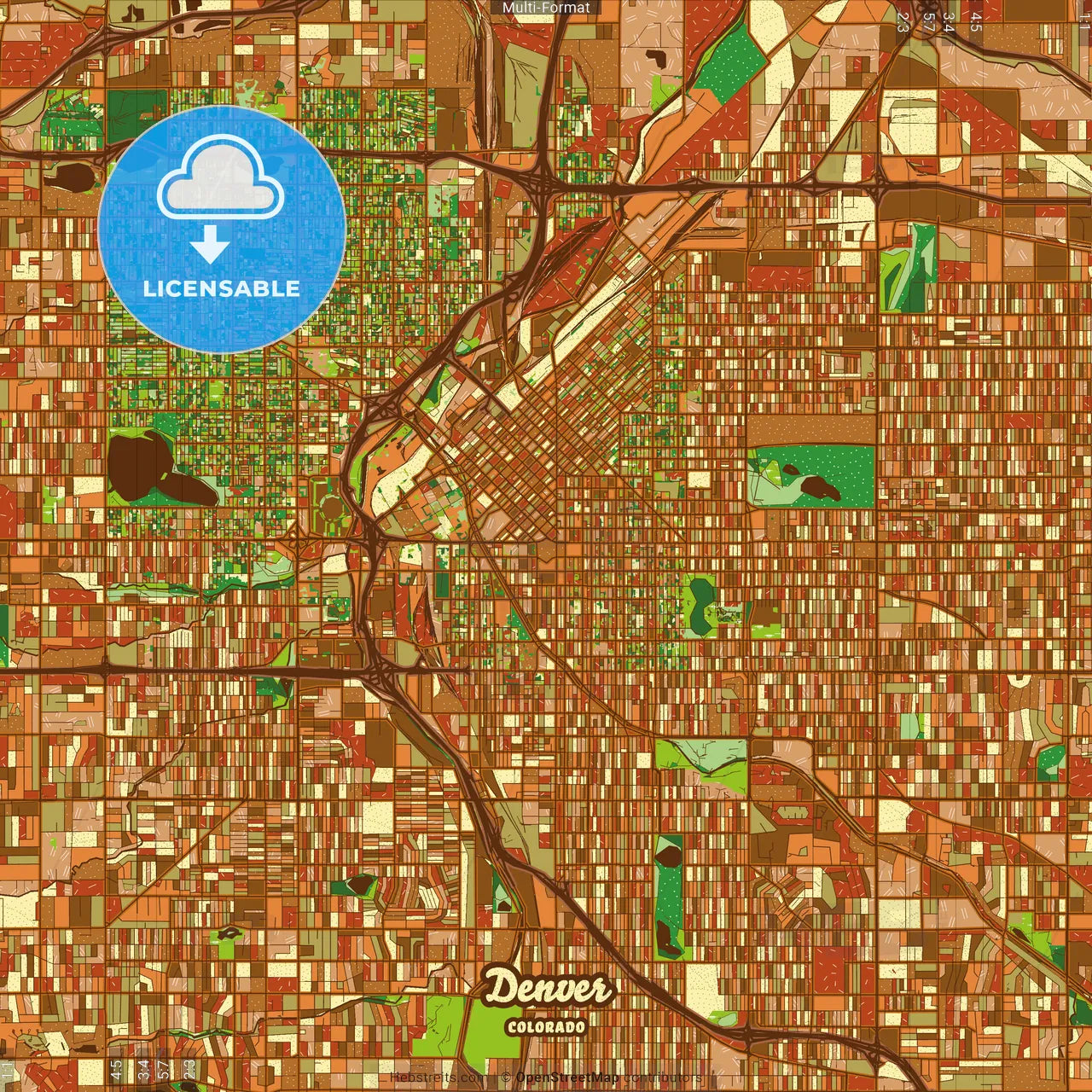 Denver Colorado Farmhouse Poster Art Map Template
