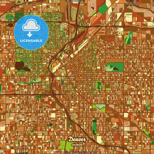 Denver Colorado Farmhouse Poster Art Map Template