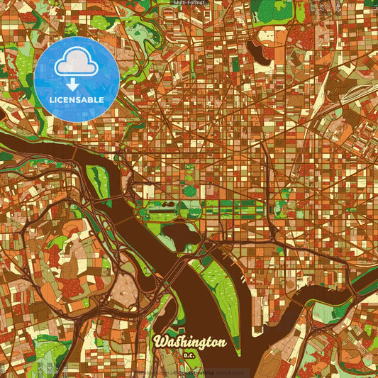 Washington D.C. Farmhouse Poster Art Map Template