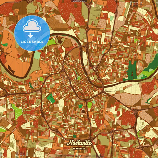 Nashville Tennessee Farmhouse Poster Art Map Template