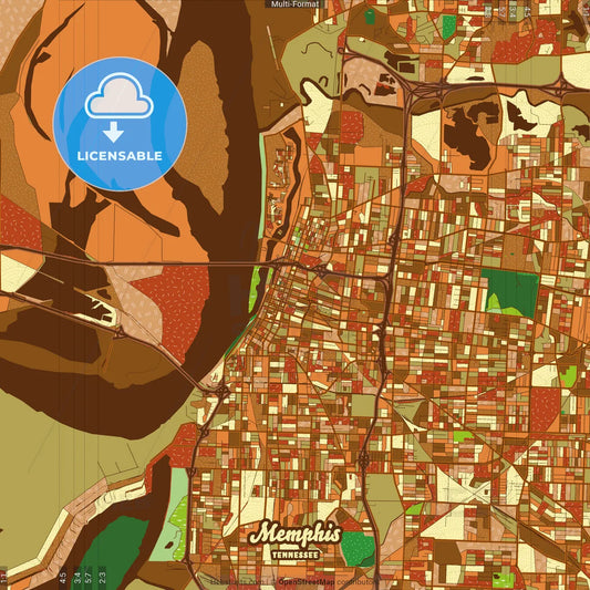 Memphis Tennessee Farmhouse Poster Art Map Template