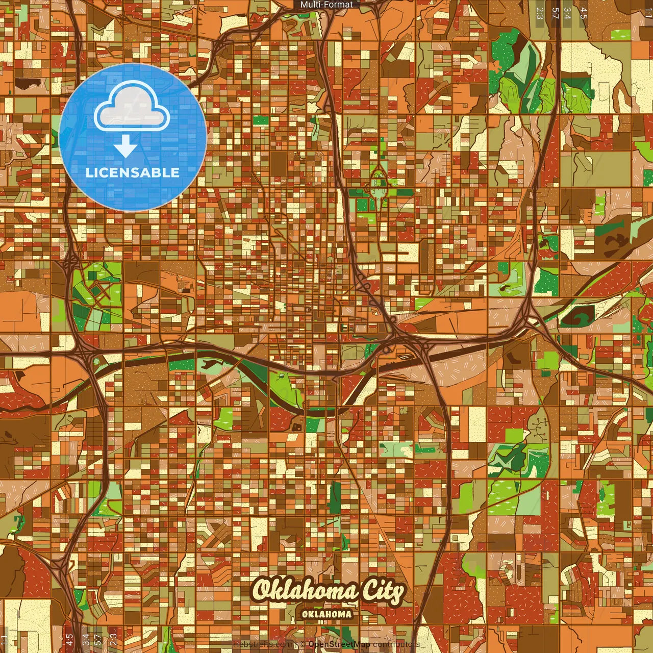 Oklahoma City Oklahoma Farmhouse Poster Art Map Template