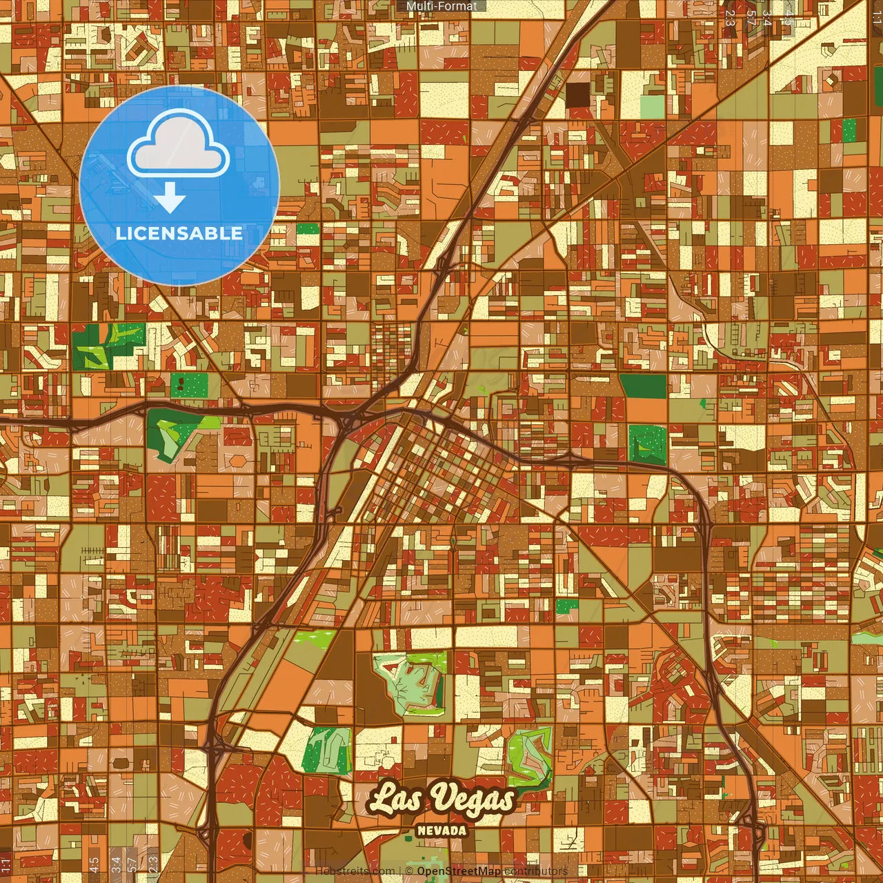 Las Vegas Nevada Farmhouse Poster Art Map Template