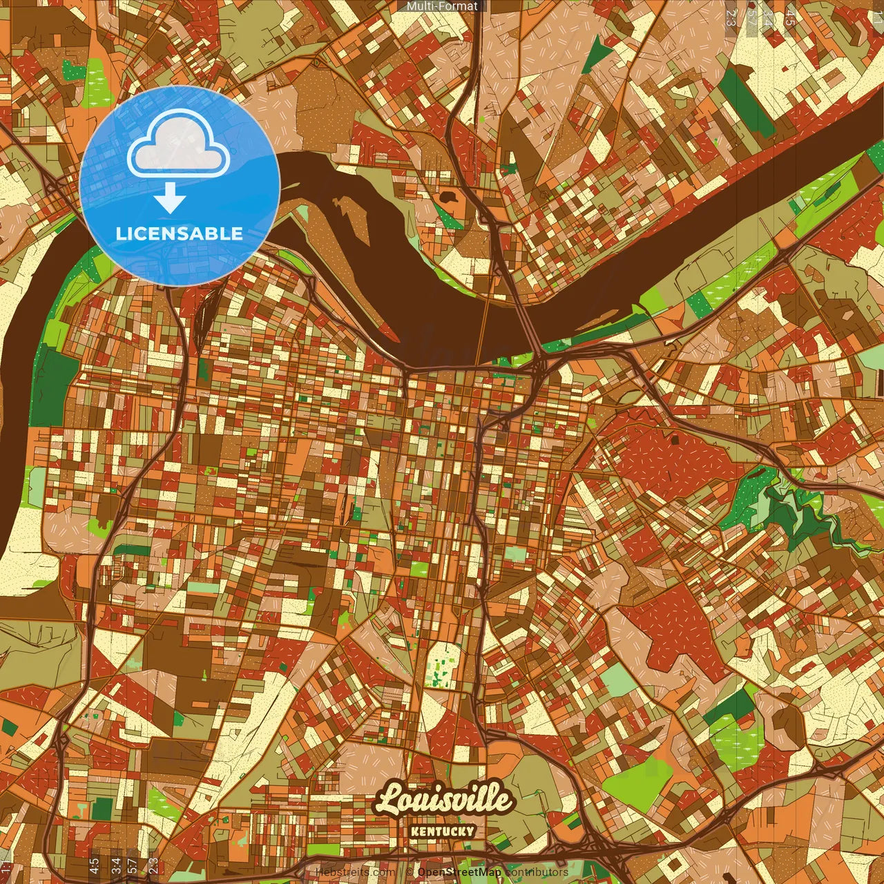 Louisville Kentucky Farmhouse Poster Art Map Template