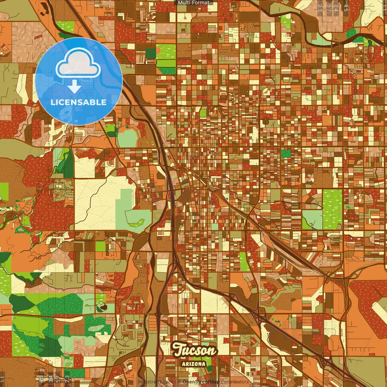 Tucson Arizona Farmhouse Poster Art Map Template