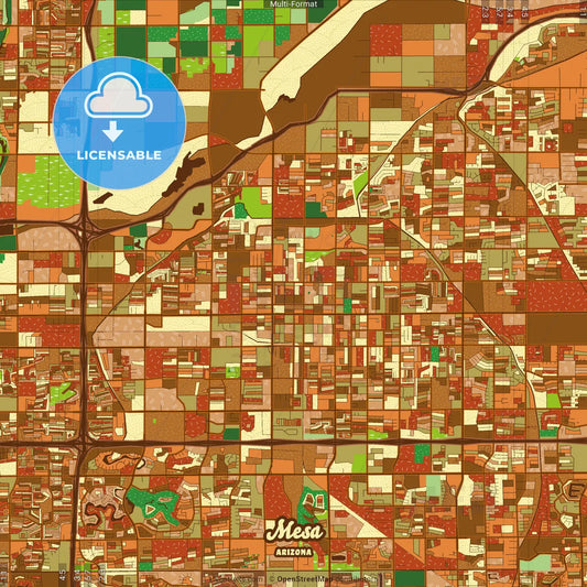 Mesa Arizona Farmhouse Poster Art Map Template