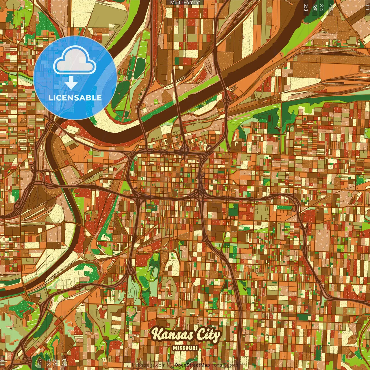 Kansas City Missouri Farmhouse Poster Art Map Template