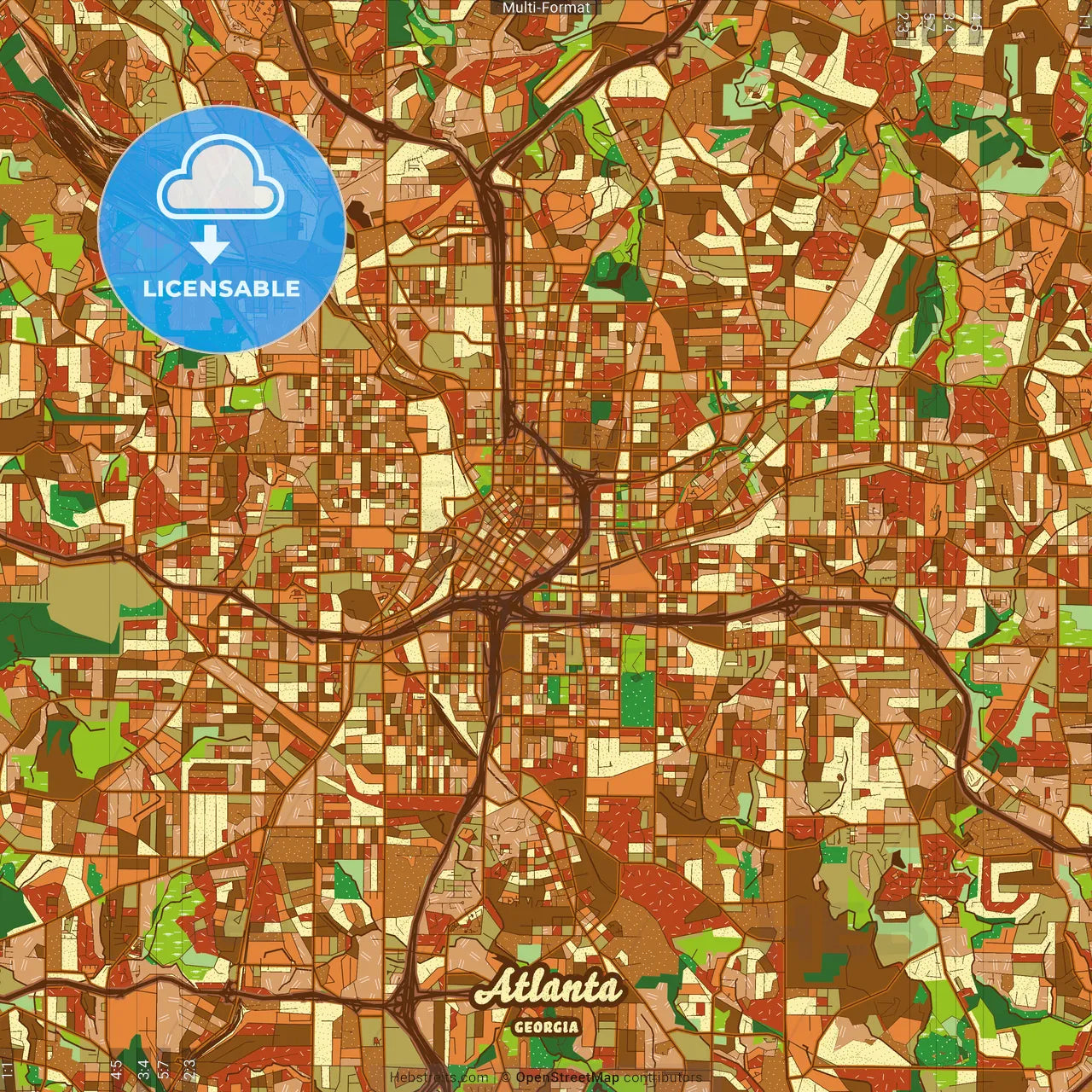 Atlanta Georgia Farmhouse Poster Art Map Template