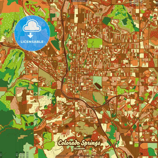 Colorado Springs Colorado Farmhouse Poster Art Map Template