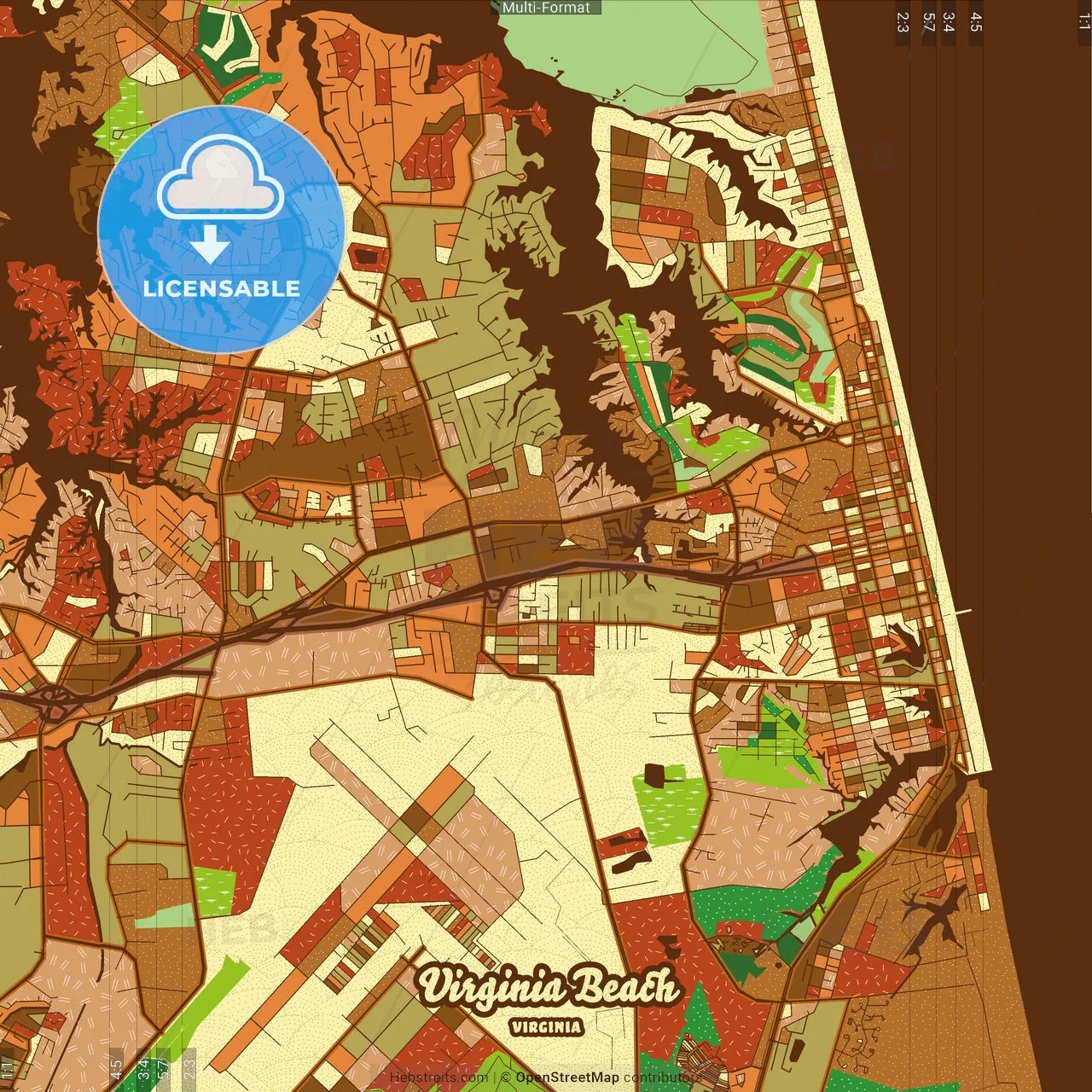 Virginia Beach Virginia Farmhouse Poster Art Map Template