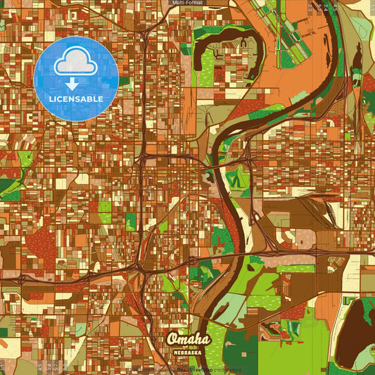Omaha Nebraska Farmhouse Poster Art Map Template