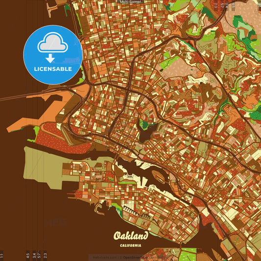 Oakland California Farmhouse Poster Art Map Template