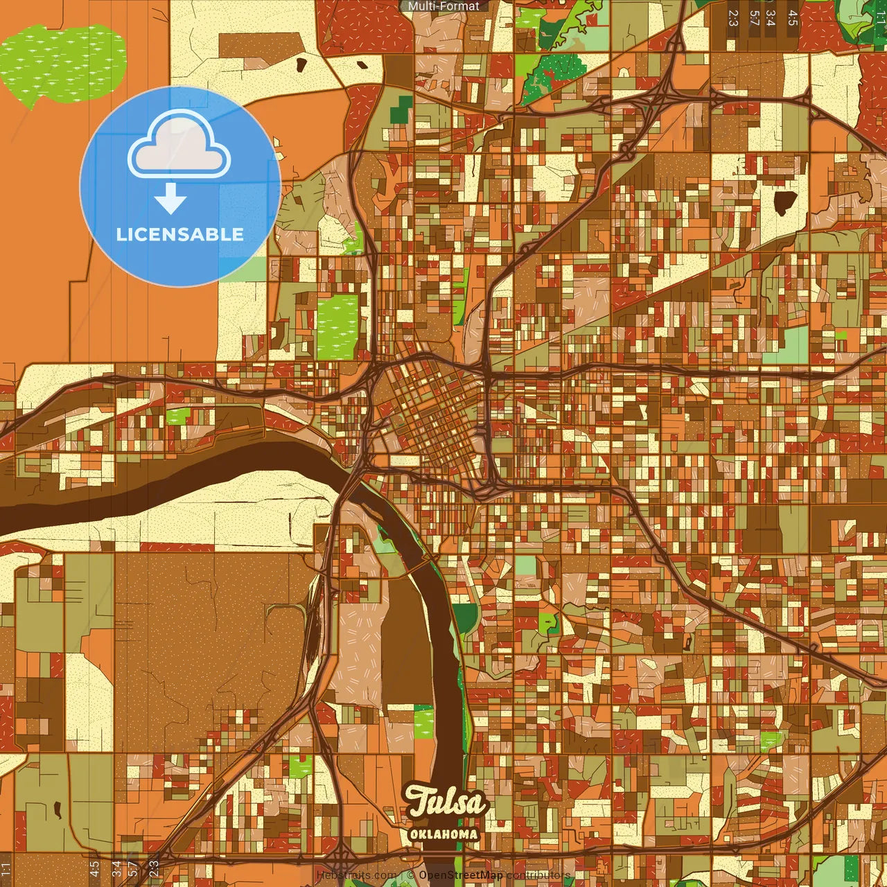 Tulsa Oklahoma Farmhouse Poster Art Map Template