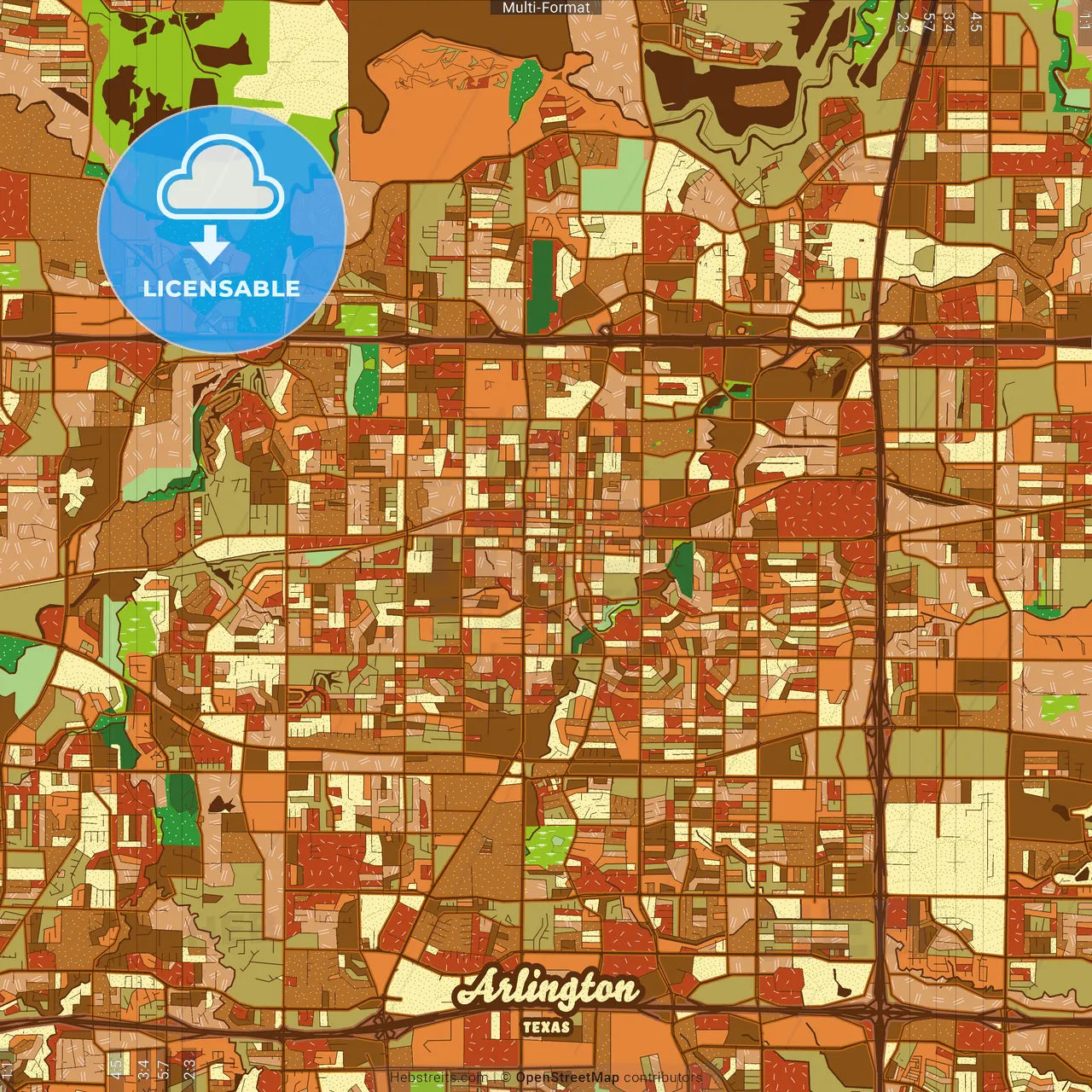 Arlington Texas Farmhouse Poster Art Map Template