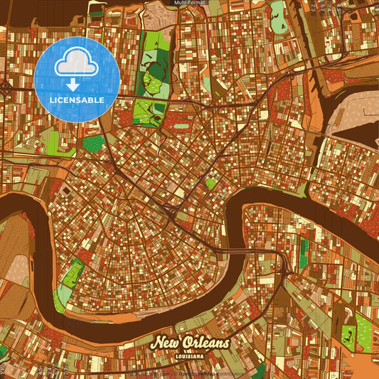 New Orleans Louisiana Farmhouse Poster Art Map Template