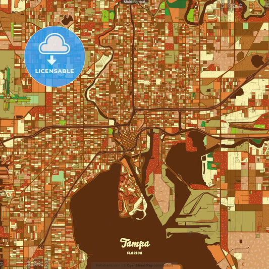 Tampa Florida Farmhouse Poster Art Map Template