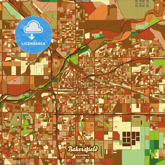 Bakersfield California Farmhouse Poster Art Map Template