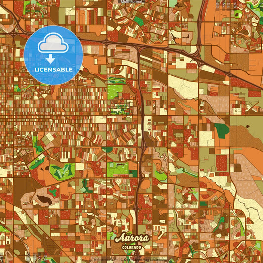 Aurora Colorado Farmhouse Poster Art Map Template