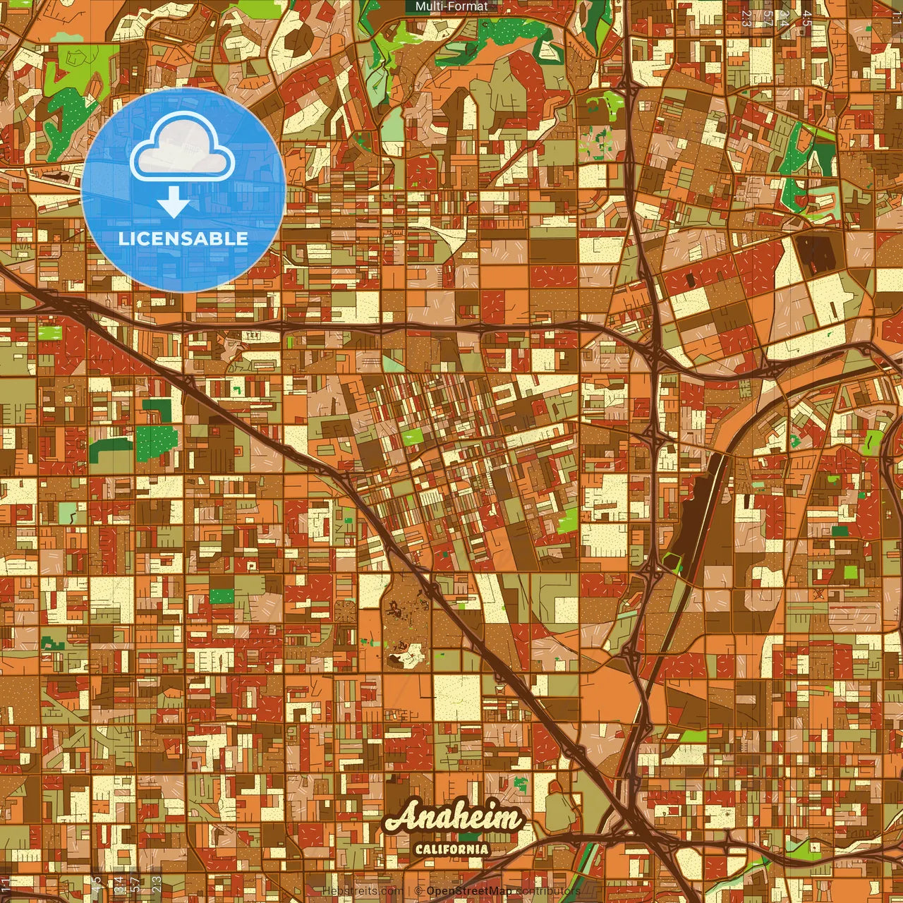 Anaheim California Farmhouse Poster Art Map Template