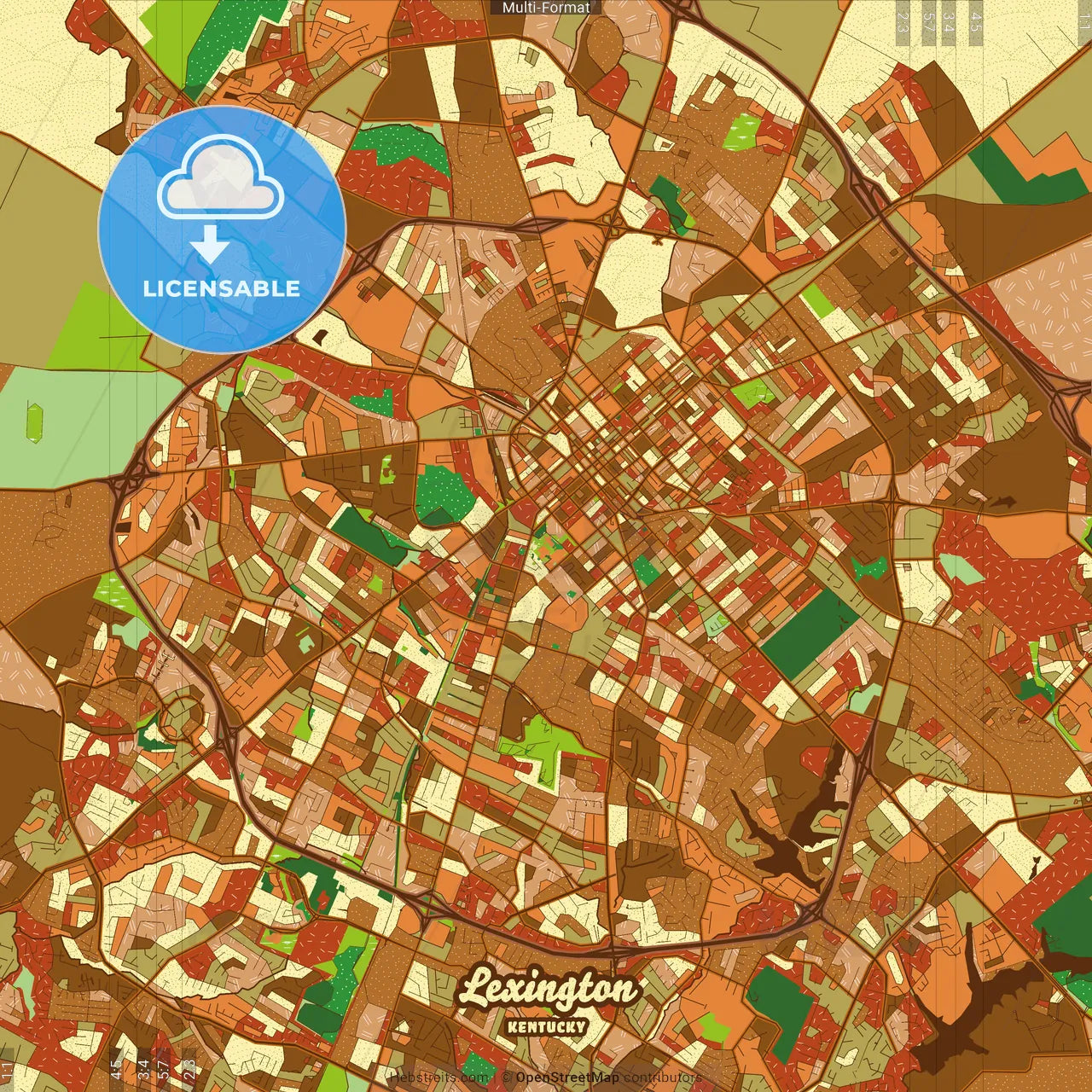 Lexington Kentucky Farmhouse Poster Art Map Template