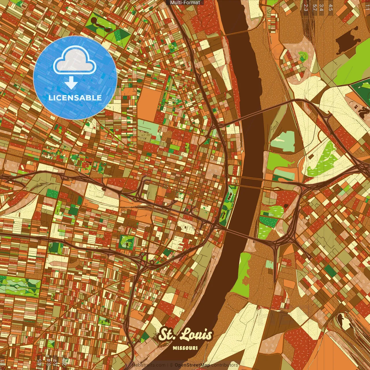 St. Louis Missouri Farmhouse Poster Art Map Template