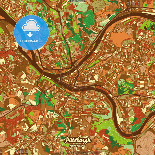 Pittsburgh Pennsylvania Farmhouse Poster Art Map Template