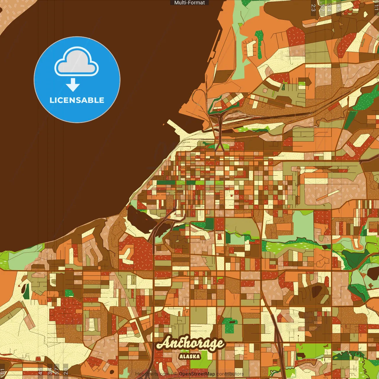 Anchorage Alaska Farmhouse Poster Art Map Template