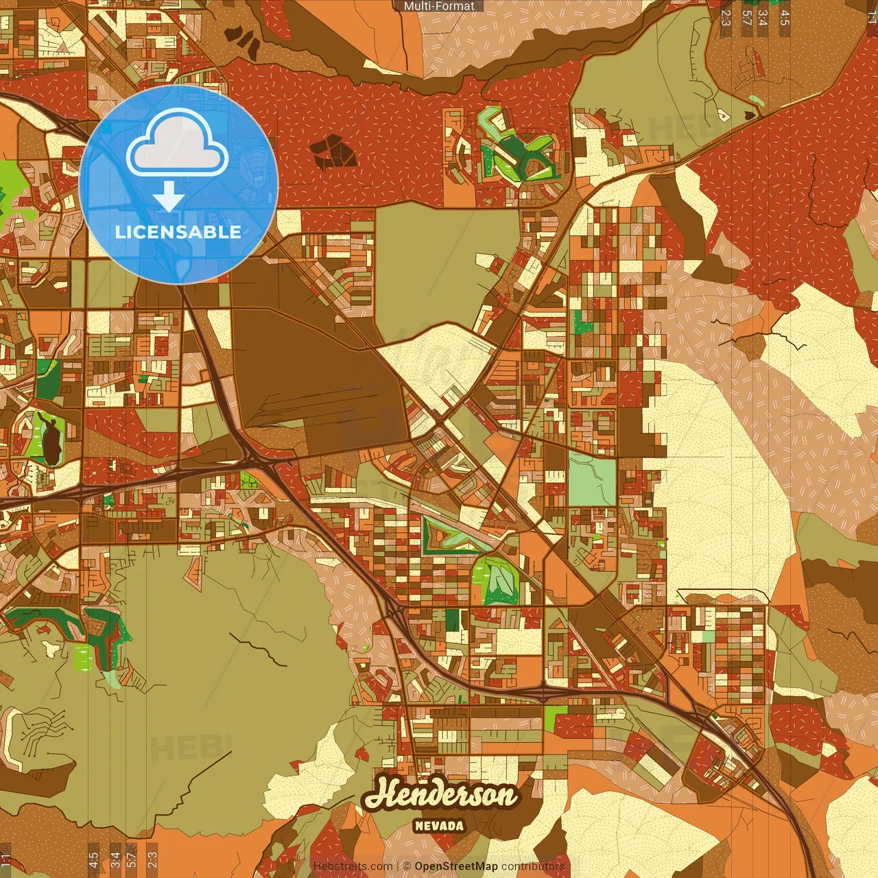 Henderson Nevada Farmhouse Poster Art Map Template