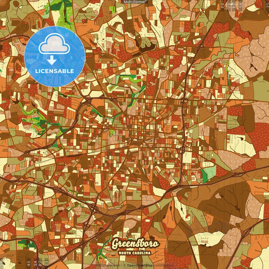 Greensboro North Carolina Farmhouse Poster Art Map Template