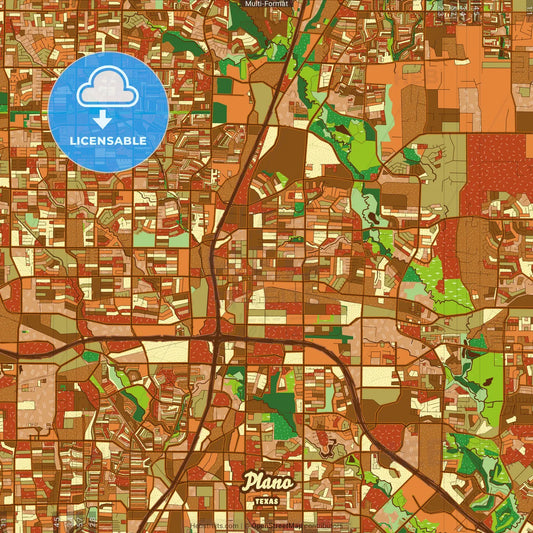 Plano Texas Farmhouse Poster Art Map Template