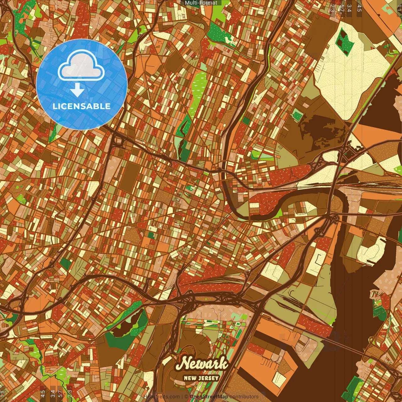 Newark New Jersey Farmhouse Poster Art Map Template