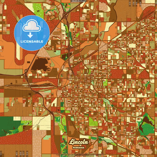 Lincoln Nebraska Farmhouse Poster Art Map Template