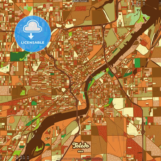 Toledo Ohio Farmhouse Poster Art Map Template