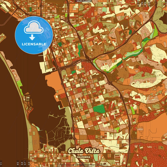 Chula Vista California Farmhouse Poster Art Map Template