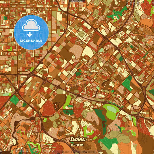 Irvine California Farmhouse Poster Art Map Template