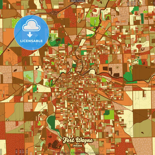 Fort Wayne Indiana Farmhouse Poster Art Map Template