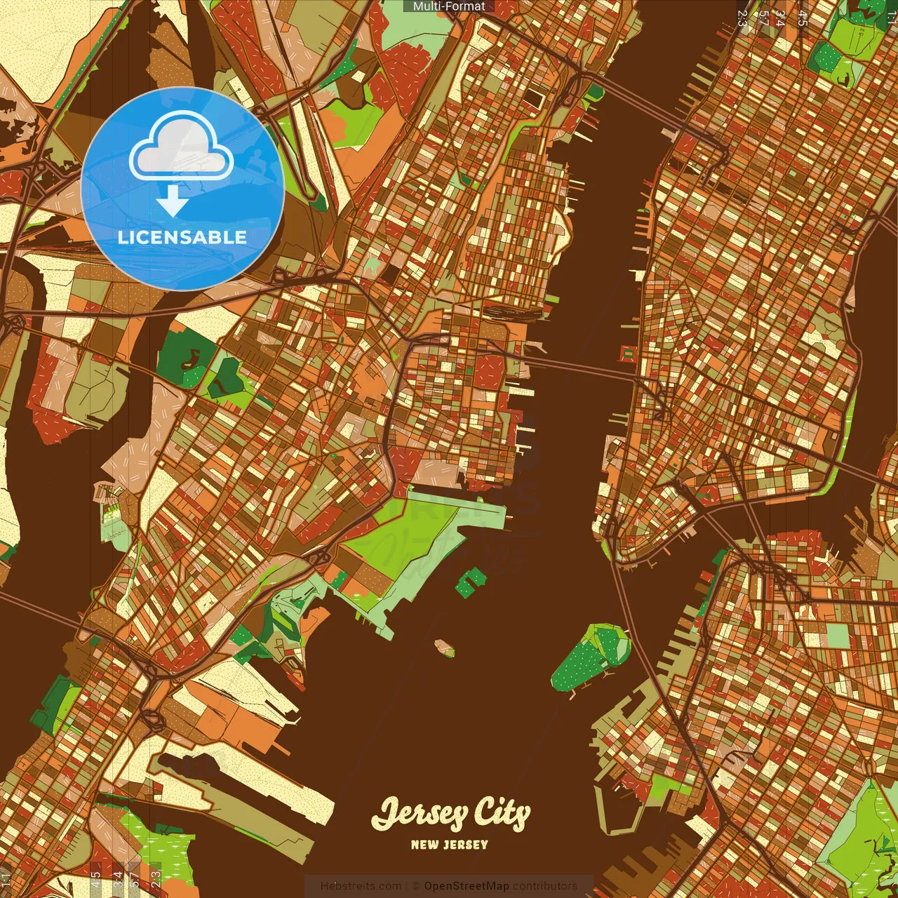 Jersey City New Jersey Farmhouse Poster Art Map Template