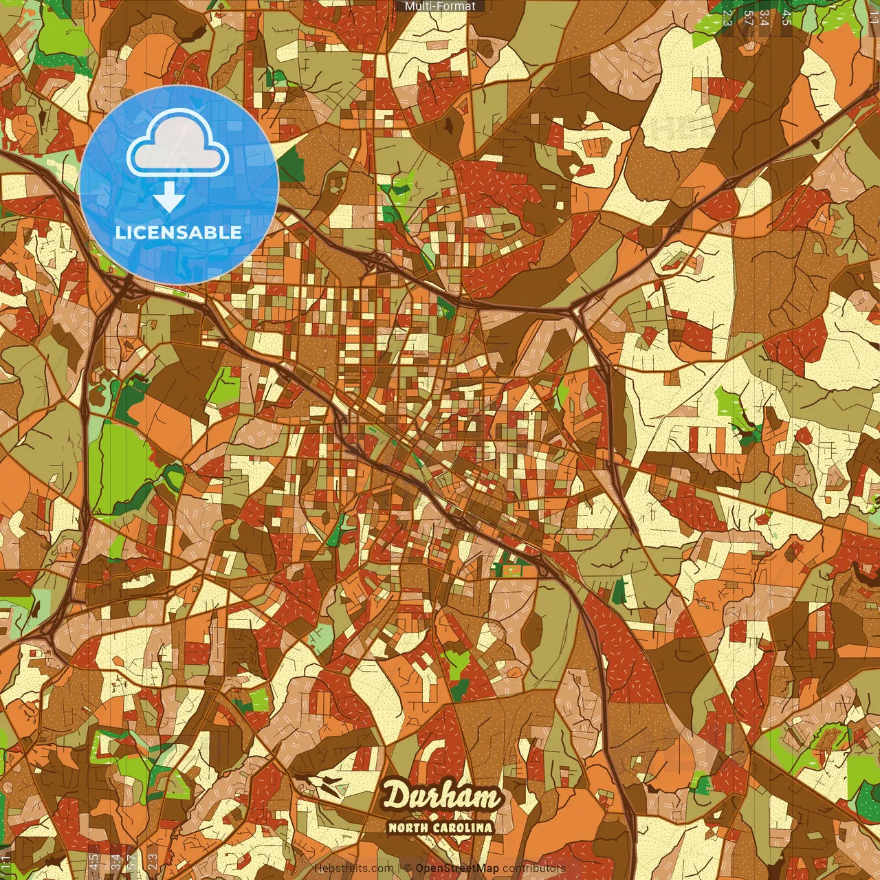 Durham North Carolina Farmhouse Poster Art Map Template