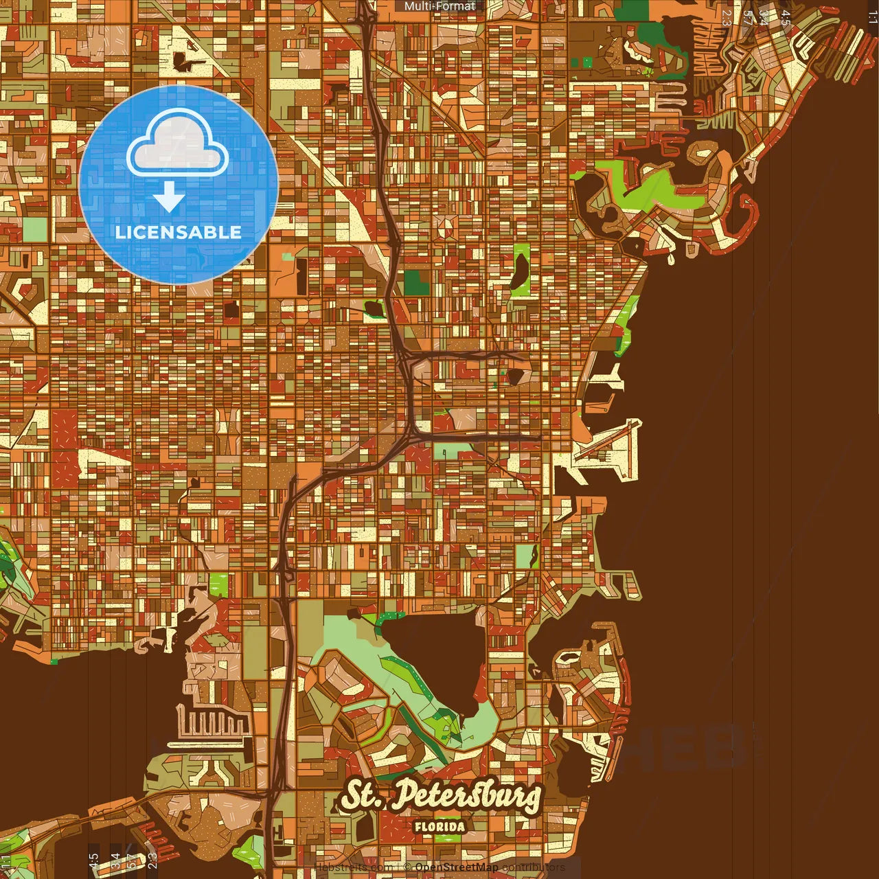 St. Petersburg Florida Farmhouse Poster Art Map Template